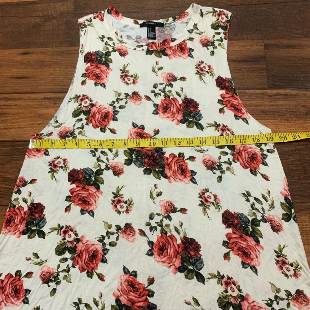Forever 21 White Rose Floral Sleeveless Lightweight Tank Top Women’s Size L - Picture 5 of 6